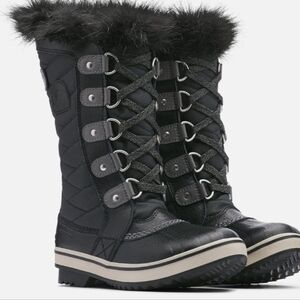Sorel Youth Girls Tofino II Lace Up Duck Rubber Faux fur boots shoes sz 4